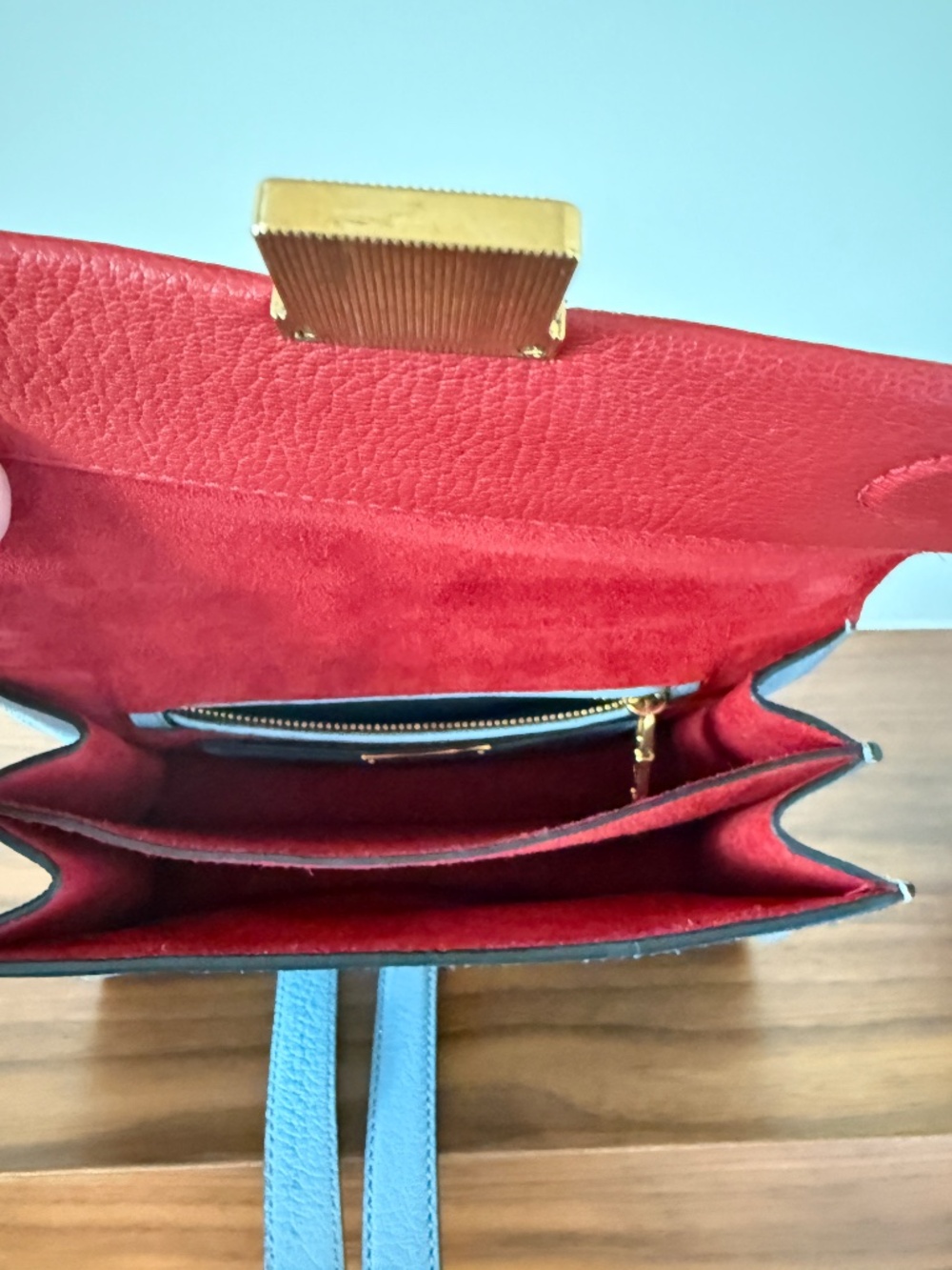 Miu Miu Two Colour Madras Leather Flap Shoulder Bag Pre-Owned - Picture 5 of 13